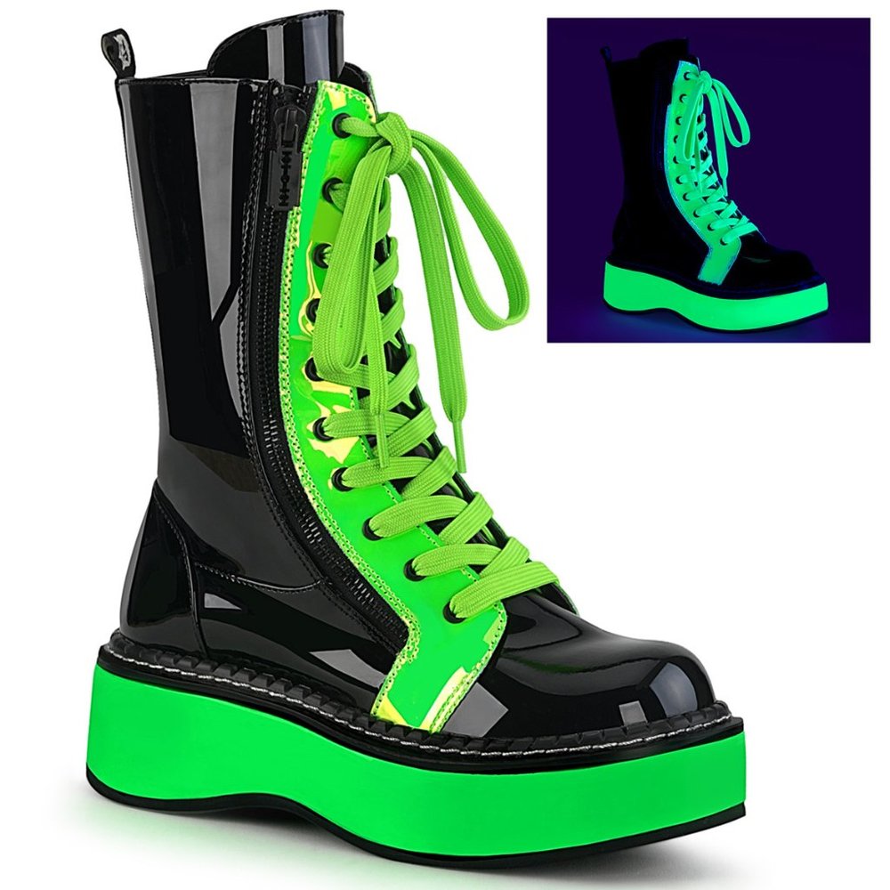 Demonia Neon Glow Green Ankle Boot